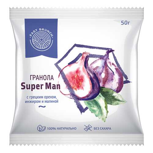 Гранола Fastbrunch SuperMan с грецким орехом, инжиром и малиной 3 саше в Глобус