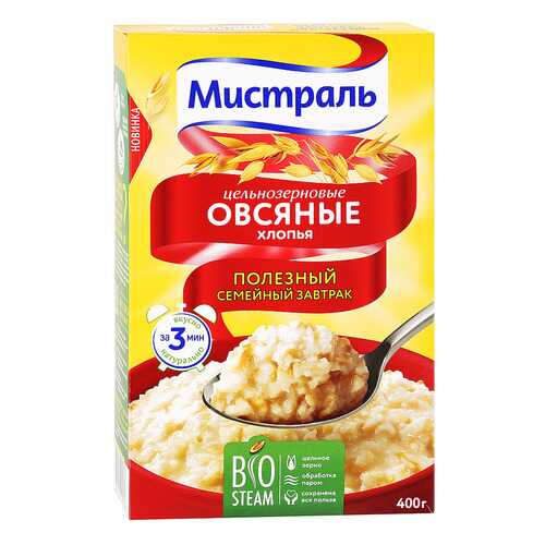 Хлопья Мистраль овсяные цельнозерновые 400 г в Глобус