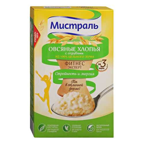 Хлопья Мистраль овсяные с отрубями 400г в Глобус