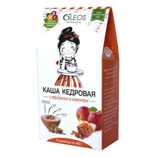 Каша кедровая Oleos с яблоком и изюмом 200 г в Глобус