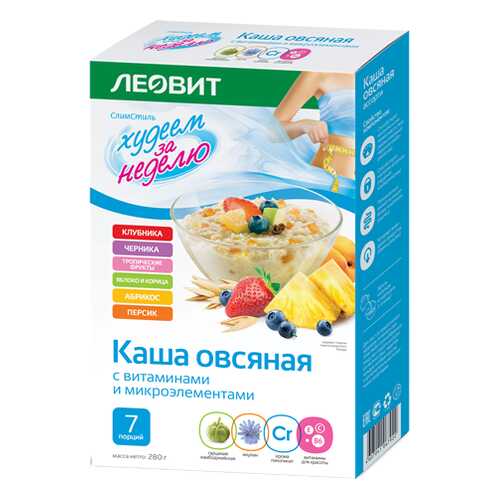 Каша овсянка Леовит ассорти 7 пакетов по 40 г в Глобус