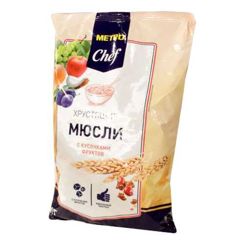 Мюсли Chef хрустящие с кусочками фруктов 1 кг в Глобус