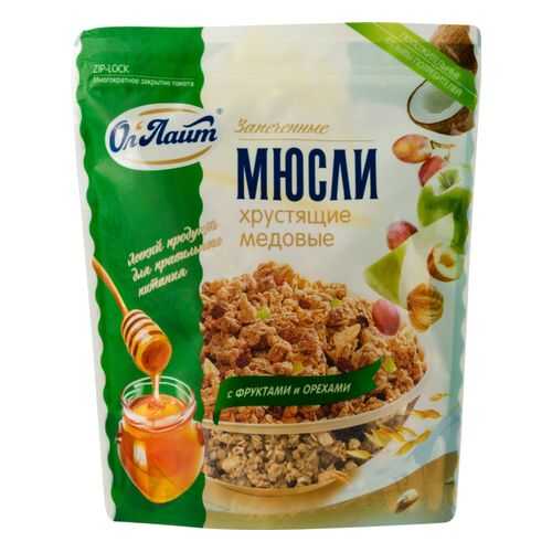 Мюсли запеченные Ол'Лайт хрустящие медовые с фруктами и орехами 280 г в Глобус