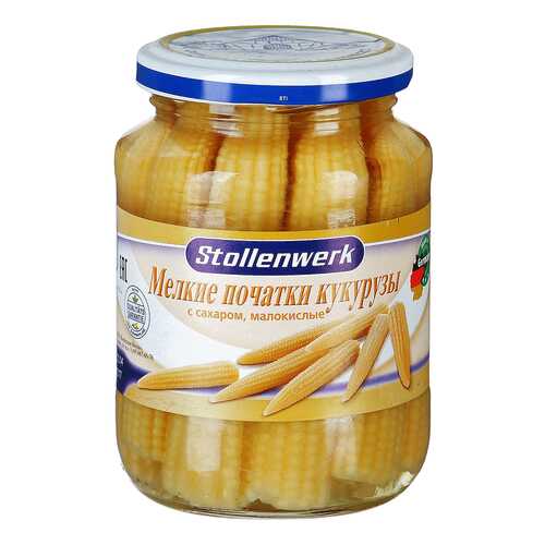 Кукуруза Stollenwerk мелкие початки малокислые 330 г в Глобус