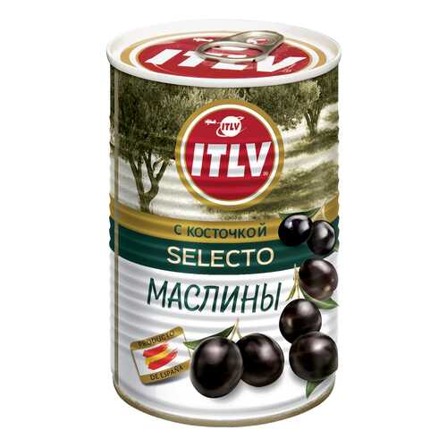 Маслины ITLV черные с косточкой 425 г в Глобус