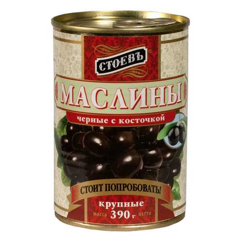 Маслины Стоевъ с косточкой крупные 390 г в Глобус