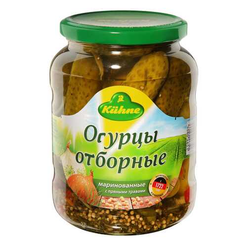 Огурцы Kuhne отборные с пряными травами маринованные 670 г Германия в Глобус
