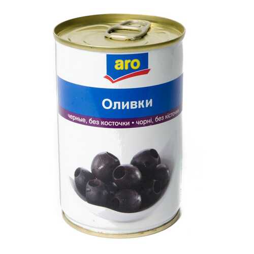 Оливки Aro черные без косточки 300 г в Глобус