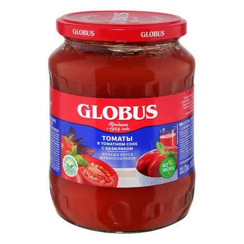 Томаты Globus в томатном соке с базиликом 680г в Глобус