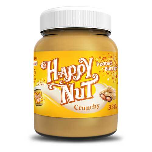 Арахисовая паста Happy Nut Crunchy с кусочками 330 г в Глобус