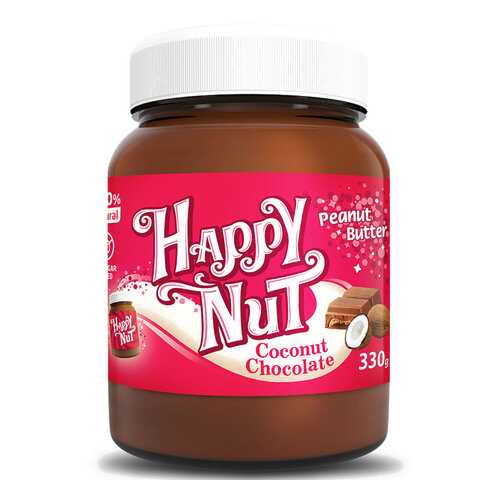 Арахисовая паста шоколадная HAPPY NUT с кокосом 330 г в Глобус