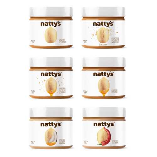 Набор арахисовых паст Nattys Peanut butter mix natbox 6 штук 325 г в Глобус