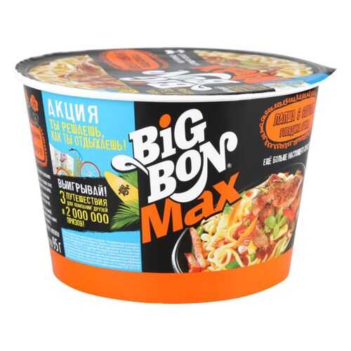 Лапша быстрого приготовления BigBon с соусом говядина гриль 95 г в Глобус