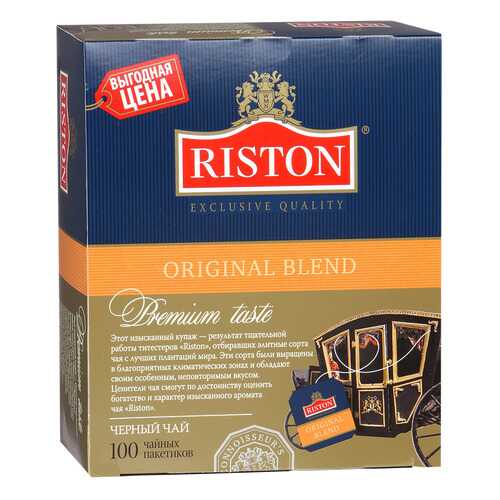 Чай черный Riston original blend байховый цейлонский мелкий 100 пакетиков в Глобус