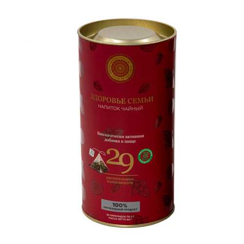 Чай Фабрика Здоровых Продуктов Здоровье семьи, чёрный 30 пирамидок для чайника в Глобус