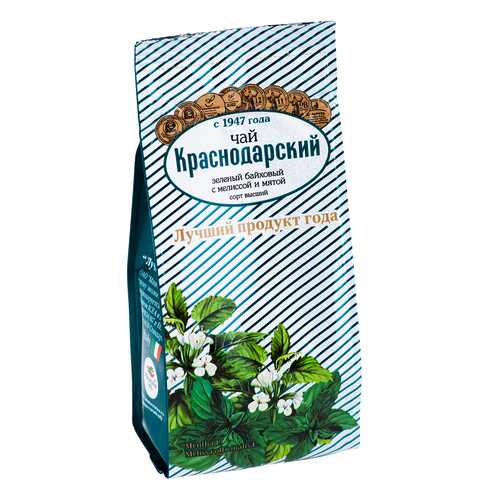 Чай Краснодарский С мелиссой и мятой, зеленый листовой с добавками, 100 гр в Глобус