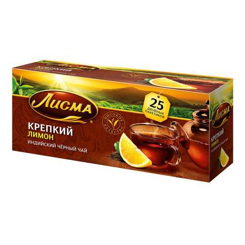 Чай Лисма лимон черный крепкий ароматизированный 25 пакетиков в Глобус