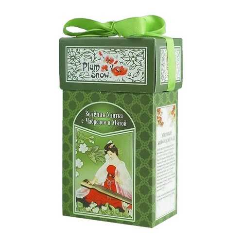 Чай Plum Snow Зелёная Улитка с Чабрецом и Мятой, зелёный листовой, 100 гр в Глобус