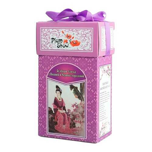 Чай Plum Snow Зелёная Улитка с Вишней и Черной смородиной, зелёный листовой, 100 гр в Глобус