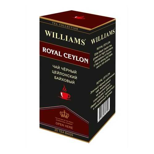 Чай Williams Royal Ceylon, черный цейлонский байховый, 25 пакетиков в Глобус