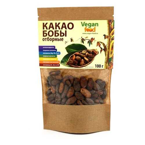 Какао бобы сырые Vegan Food отборные 100 г в Глобус