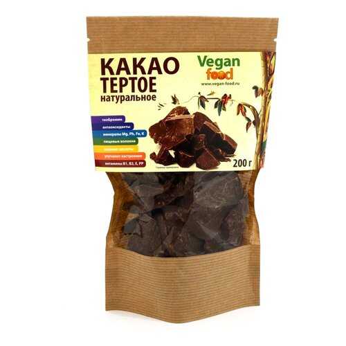 Какао-тертое натуральное Vegan Food 200 г в Глобус