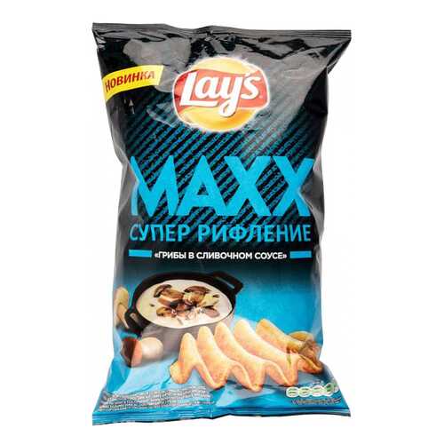 Чипсы Lay's супер рифление maxx грибы в сливочном соусе 145 г в Глобус