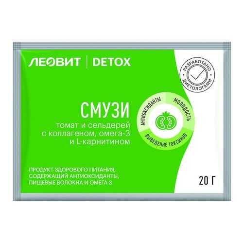 Смузи Леовит Detox томат и сельдерей с коллагеном шоубокс 20 шт по 20 г в Глобус