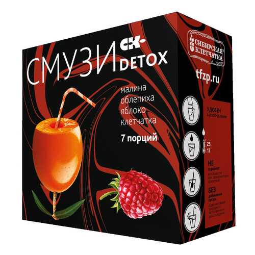 Смузи Сибирская клетчатка detox малина облепиха яблоко 84 г в Глобус