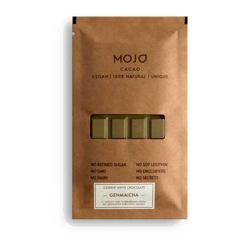 Белый шоколад Mojo Cacao с зеленым чаем и обжаренным рисом genmaitcha в Глобус
