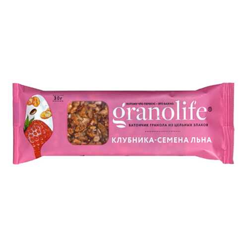 Батончик-гранола Granolife клубника семена льна в Глобус