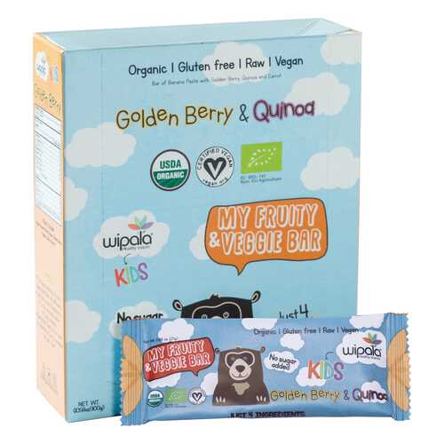 Фруктово-овощные батончики Wipala Snacks физалис-киноа 12 шт по 25 г в Глобус