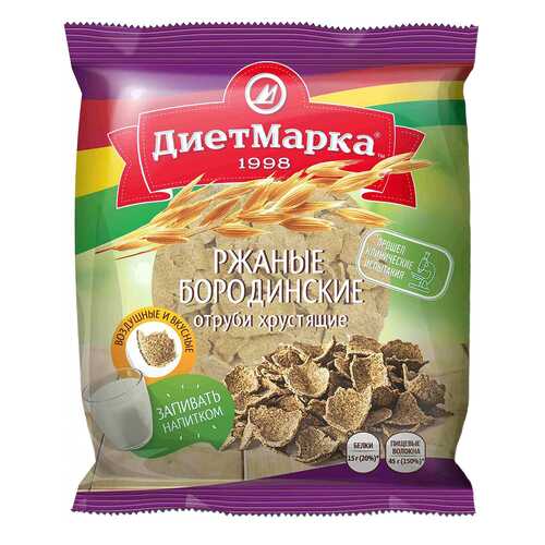 Отруби хрустящие ДиетМарка ржаные бородинские хлопья 100 г в Глобус