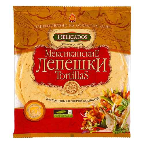 Лепешки Delicados tortillas мексиканские для сандвичей пшеничные сырные 6 штук в Глобус