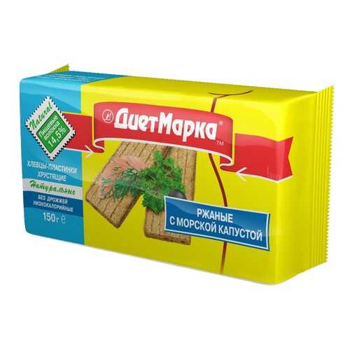 Хлебцы пластинки ДиетМарка хрустящие ржаные с морской капустой 150 г в Глобус