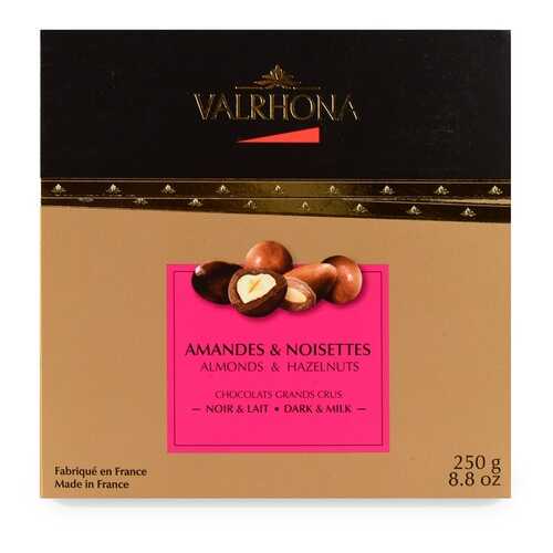 Драже Valrhona Ассорти из фундука и миндаля в молочном и горьком шоколаде, 250г Франция в Глобус