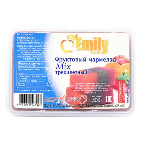 Мармелад Emily foods mix фруктовый трехцветный 400 г в Глобус