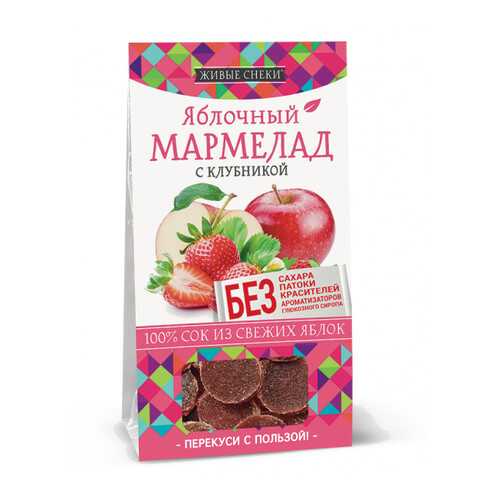 Мармелад яблочный Живые снеки с клубникой 4*90 г в Глобус