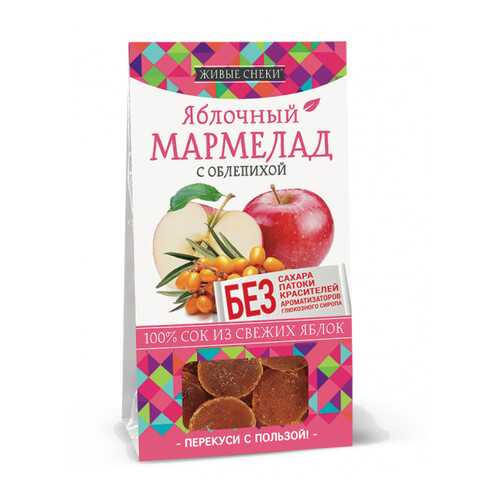 Мармелад яблочный Живые снеки с облепихой 90 г в Глобус