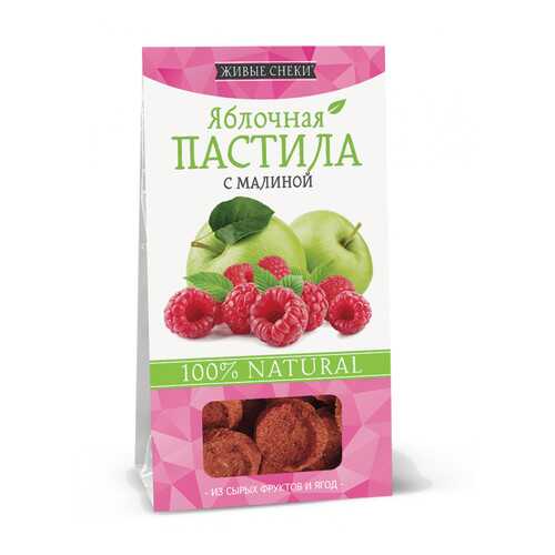 Яблочная пастила Живые снеки с малиной 4*35 г в Глобус