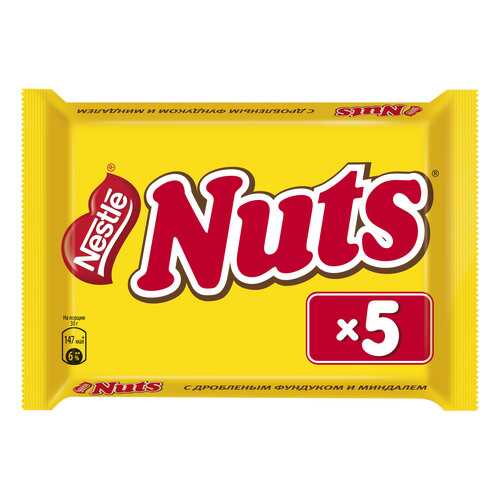 Батончик Nestle nuts с дробленым фундуком и миндалем 30 г 5 штук в Глобус