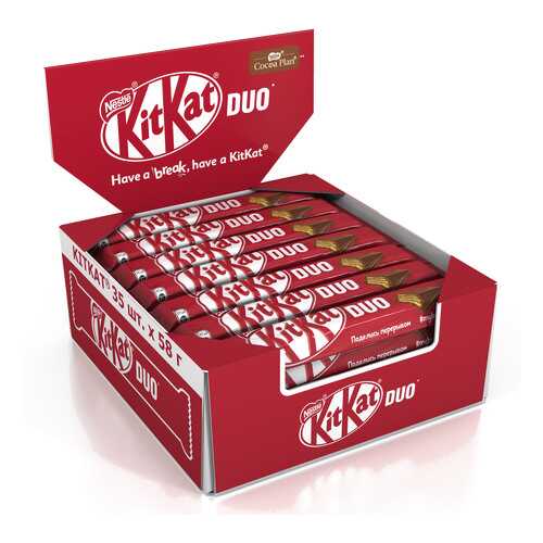 Молочный шоколад Kit Kat с хрустящей вафлей 35 штук по 58 г в Глобус