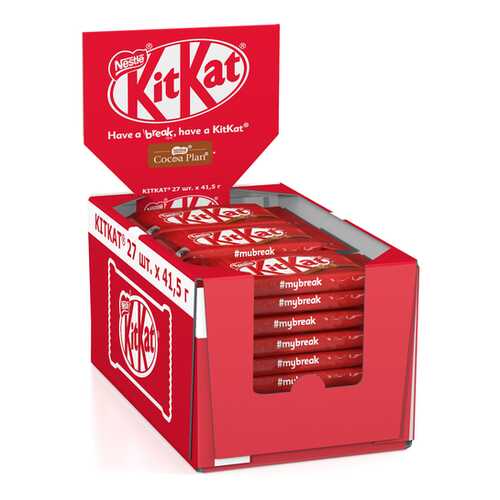 Молочный шоколад KITKAT с хрустящей вафлей 27 шт по 41.5 г в Глобус