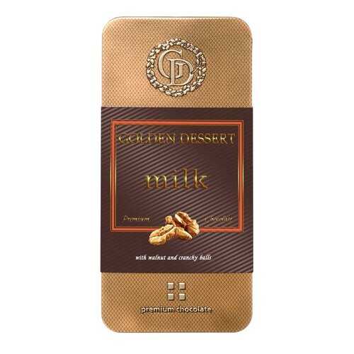 Шоколад Golden Dessert Milk молочный шоколад с грецким орехом и хрустящими шариками 95 г в Глобус