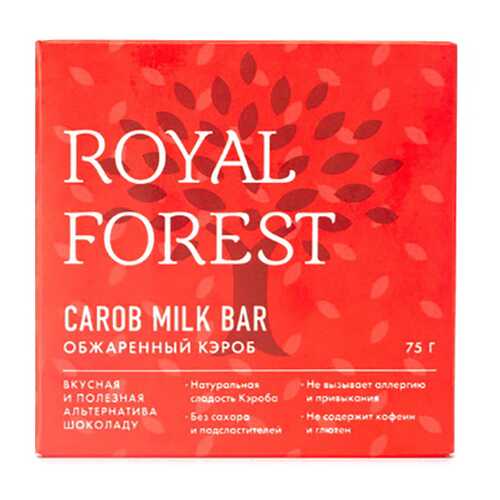 Шоколад Обжаренный кэроб Carob milk bar Royal Forest 75 г в Глобус