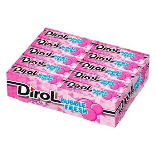 DIROL BUBBLE FRESH жевательная резинка мята фрукты 13,6г по 30 шт в Глобус