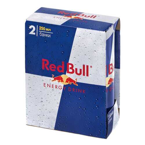 Напиток Red Bull безалкогольный газированный жестяная банка 0.25 л 2 штуки в упаковке в Глобус
