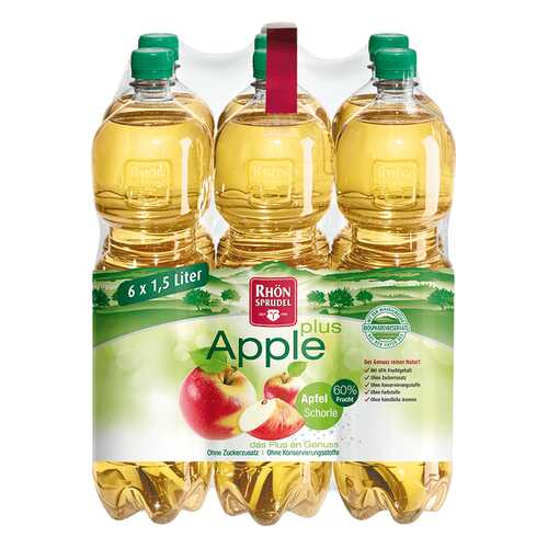 Вода минеральная Rhon Sprudel «Apple Plus» с яблочным соком без сахара 1.5 л 6 шт в Глобус